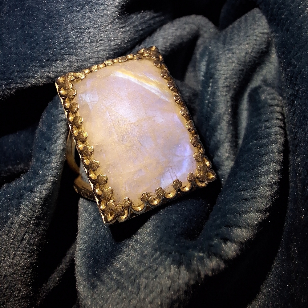 Moonstone Square Statement Ring Size 7 Sterling S… - image 5